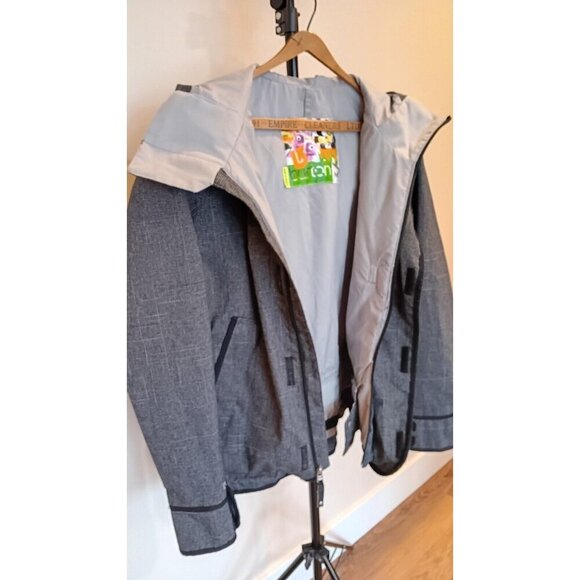 Burton Women’s M Dry Ride Jet Set Snowboard Jacket Hooded Gray Plaid Coat Photos - Picture 9 of 16